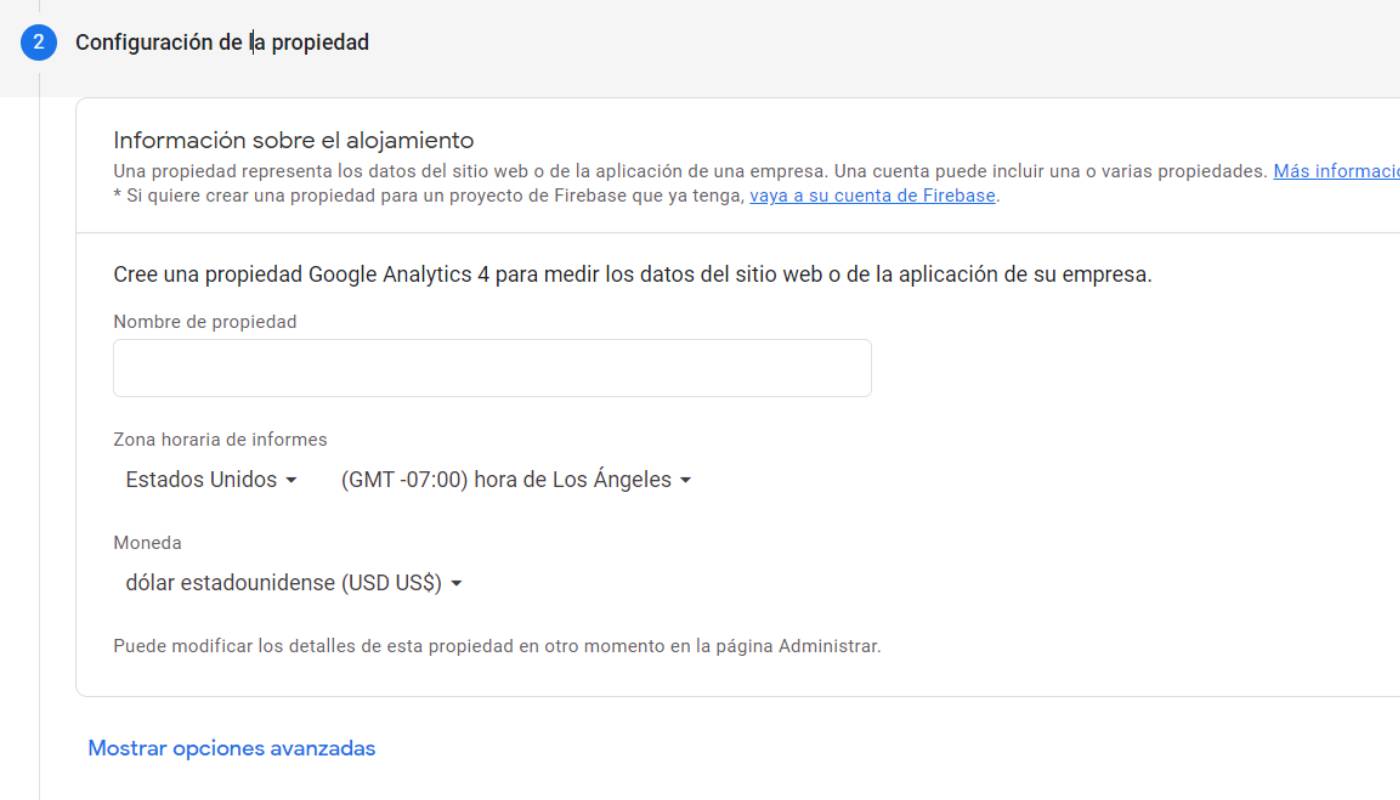 Configuración Propiedad Analytics Blog Modular