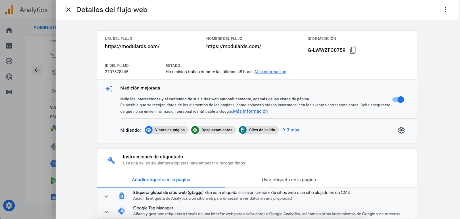 Seguimiento Analytics Blog Modular