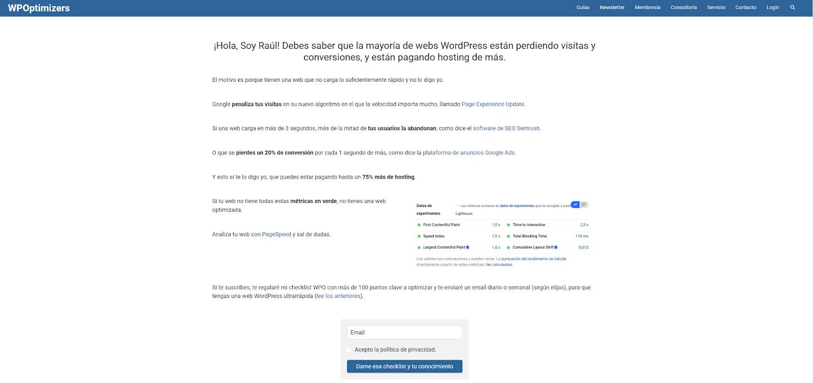 WP Optimizers Newsletter WordPress Modular