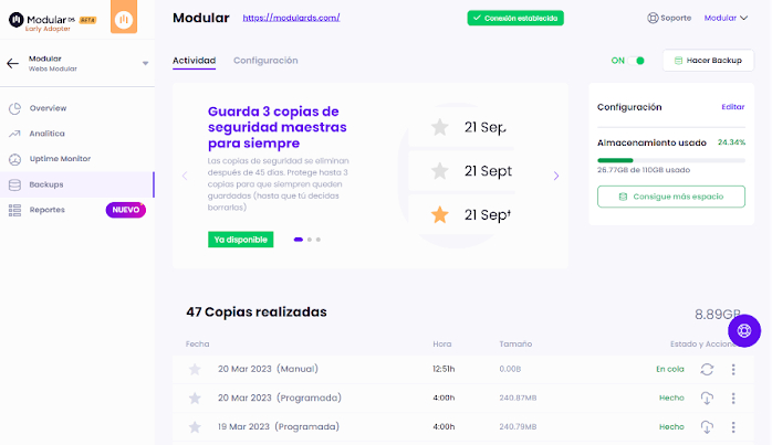 Modular Plugin Backups Copias Seguridad WordPress
