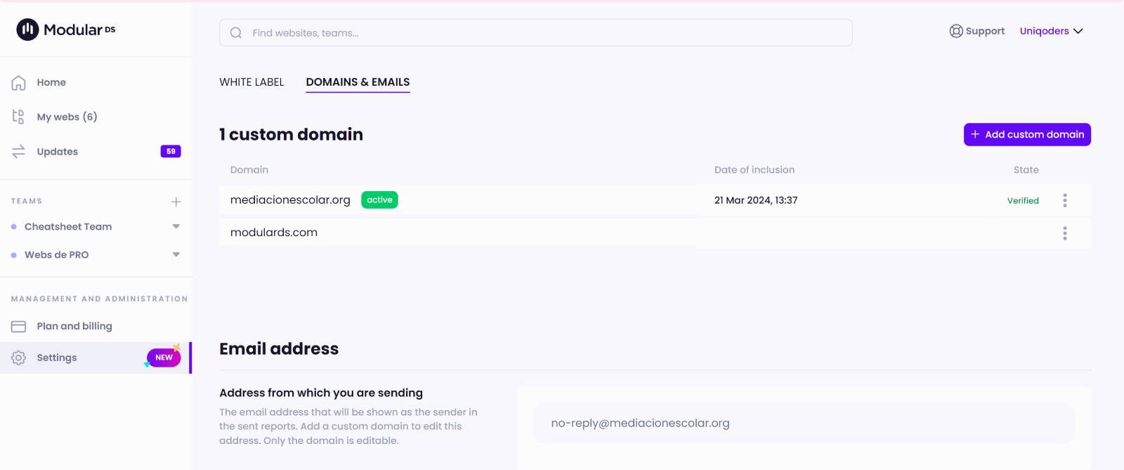 Domain White Label Modular